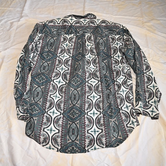 90s Vintage Keren Hart Green Paisley Top – Size S - Picture 3 of 4